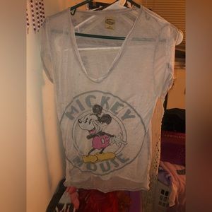 WOMEN'S L DISNEY LIGHT GRAY VINTAGE-STYLE MICKEY MOUSE T-SHIRT